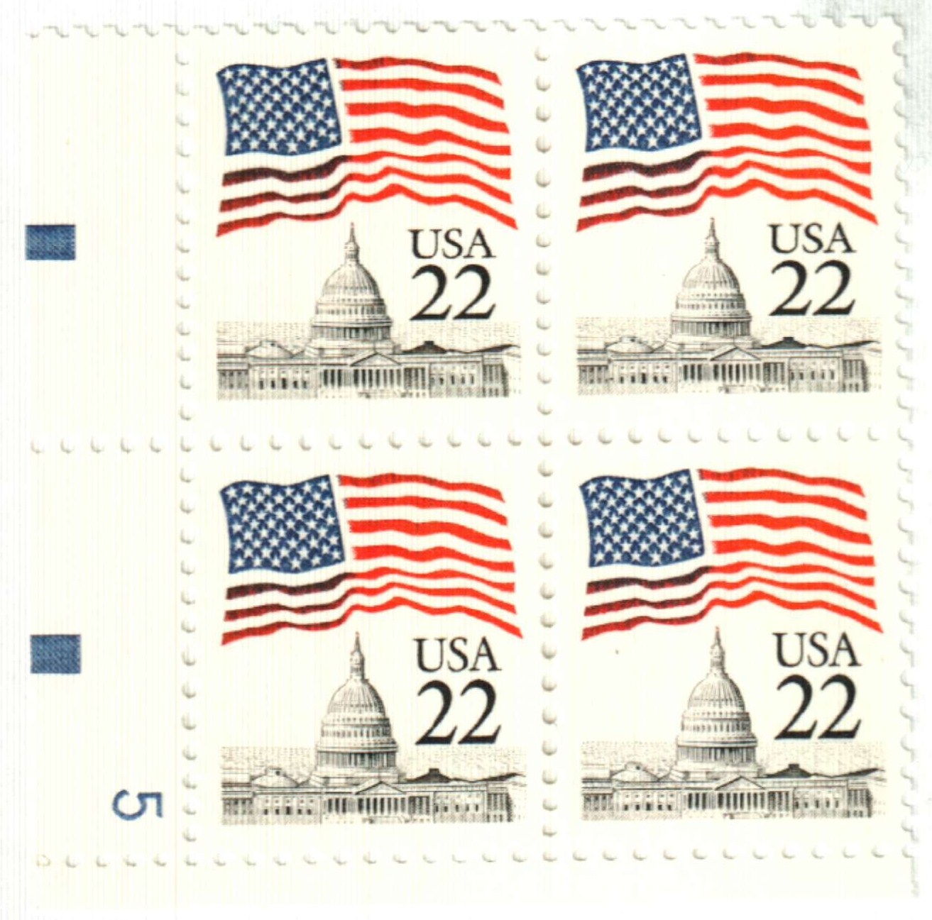 PNC5 41c Flag WA ND S1111 US #4131 MNH F-VF 4 Digit BN #on# Double Seam  Line VAR | United States, General Issue Stamp