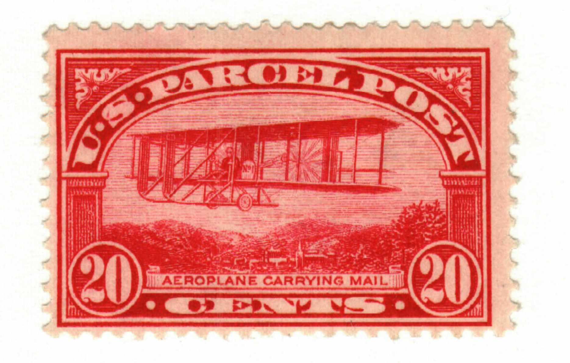Q8 - 1913 20c Parcel Post Stamp - Airplane Carrying Mail - Mystic Stamp  Company