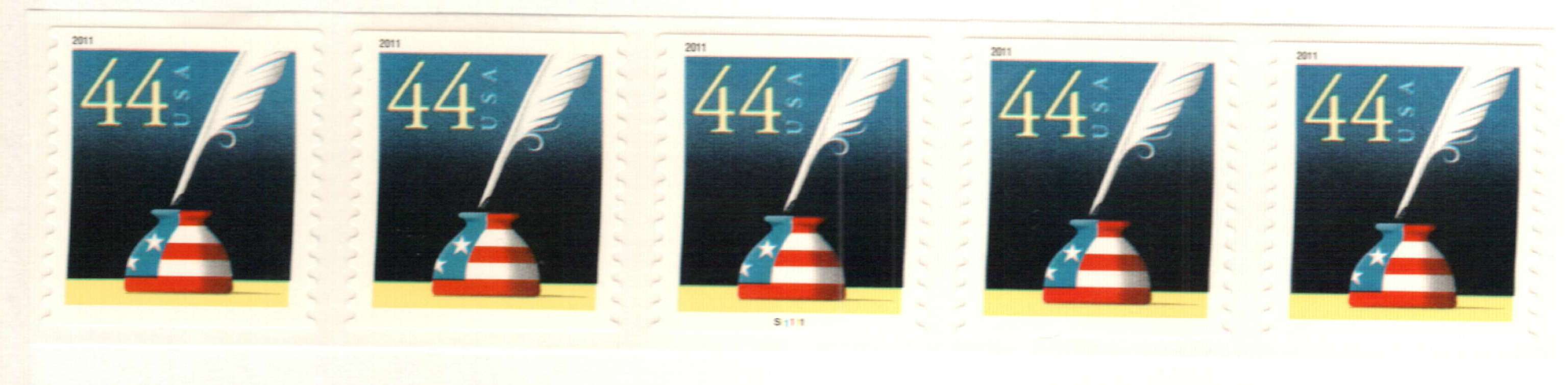 2011 44c Patriotic Quill & Inkwell, Coil Scott 4496 Mint F/VF NH