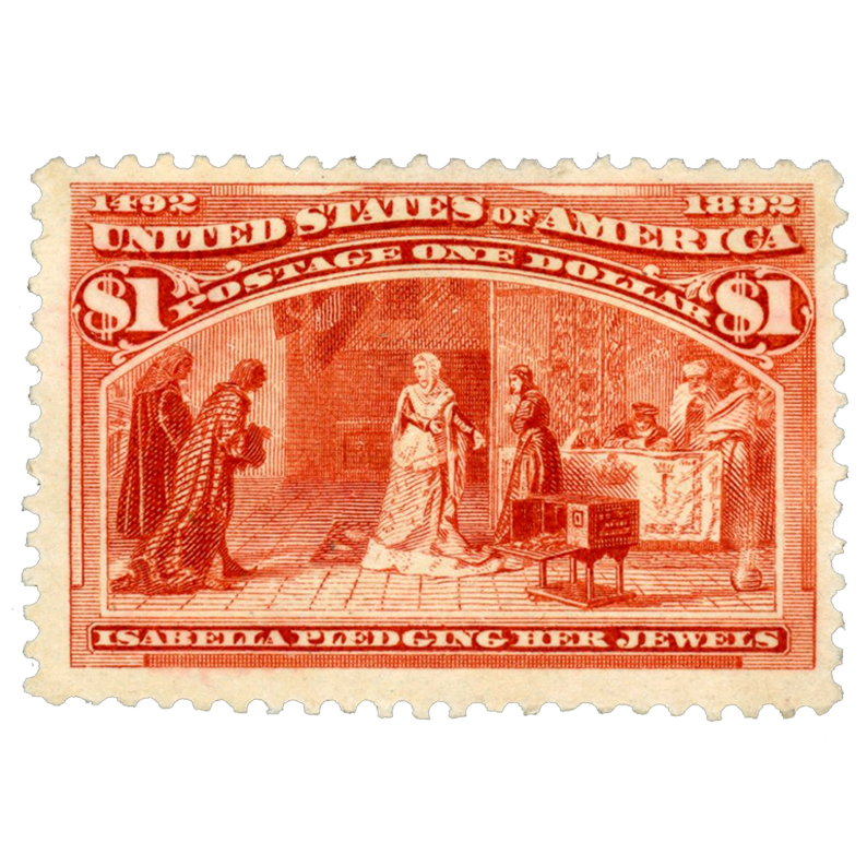 241 - 1893 $1 Columbian Commemorative: Isabella Pledging Her Jewels -  Mystic Stamp Company