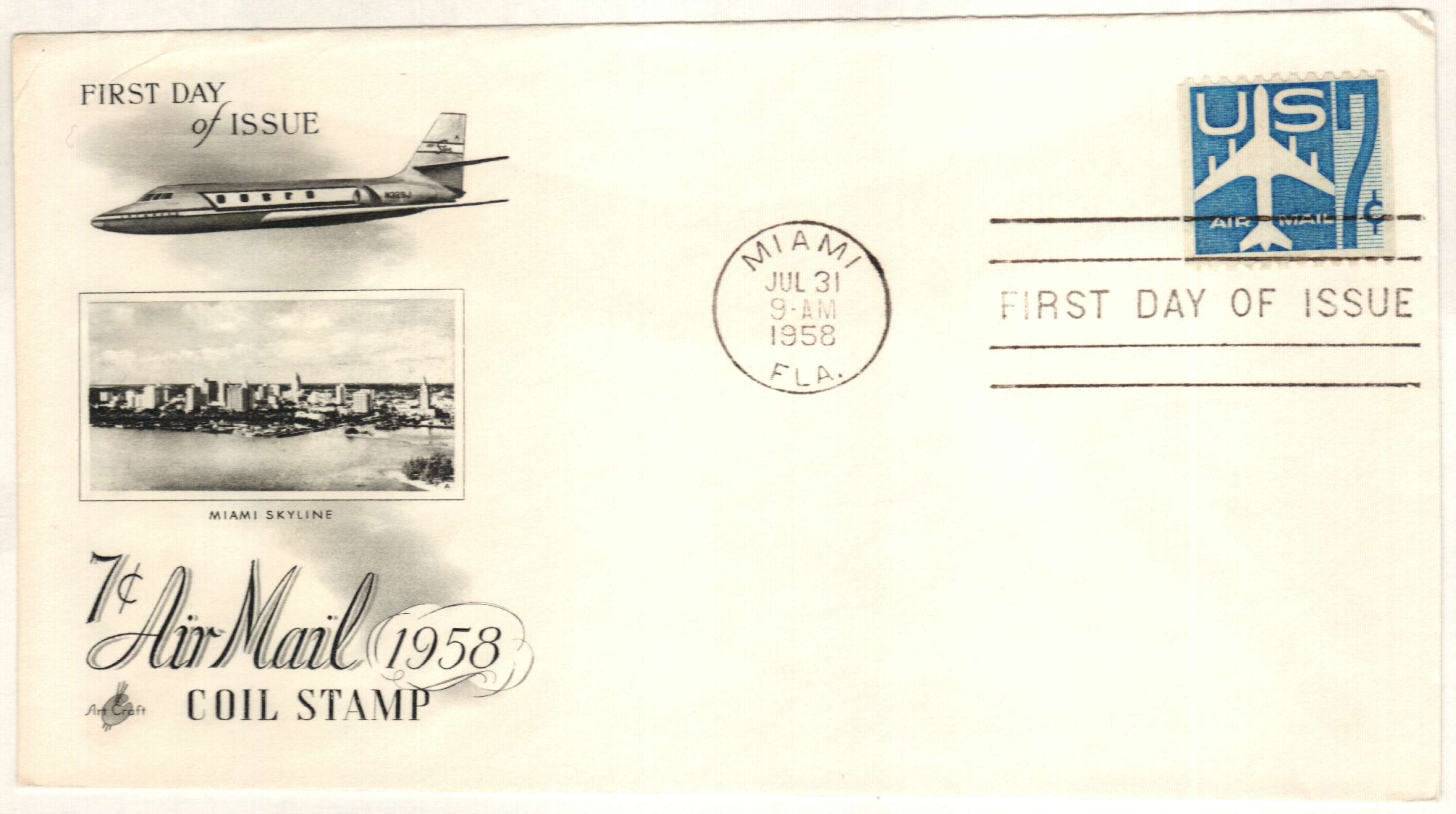 C52 - 1958 7c Jet Perf 10H blue - Mystic Stamp Company