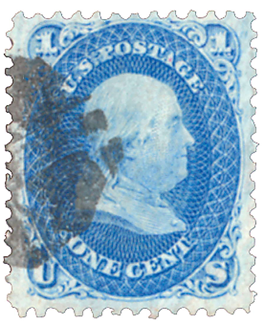 63 - 1861 1¢ Benjamin Franklin, blue - Mystic Stamp Company