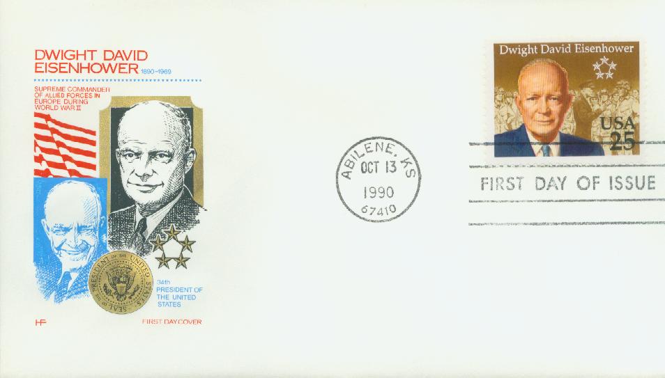 2513 - 1990 25c Dwight David Eisenhower - Mystic Stamp Company