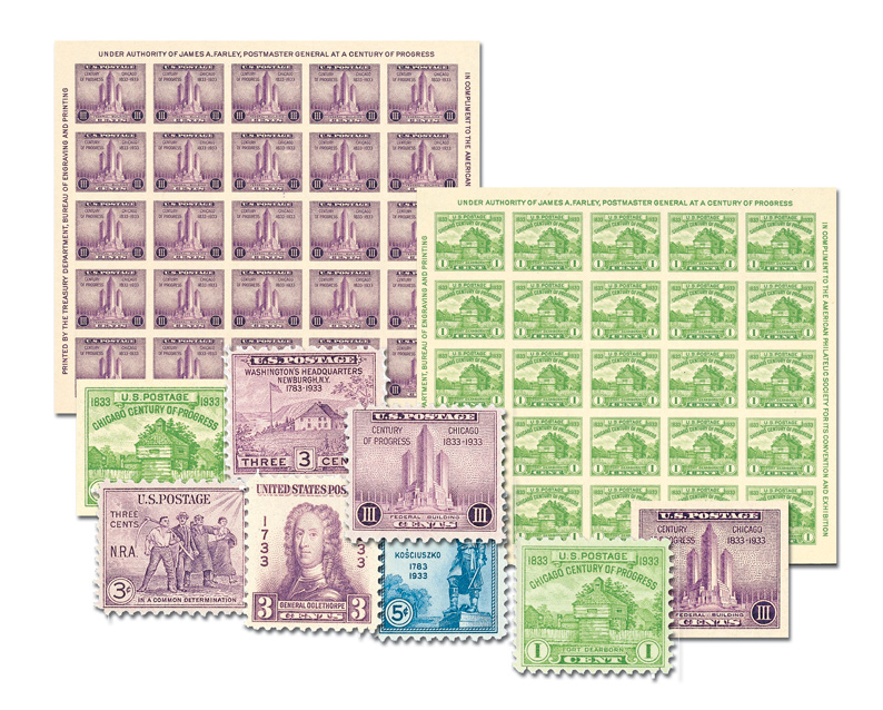 YS1933C - 1933 Complete Commemorative Year Set, 9 Stamps and 2 Souvenir ...