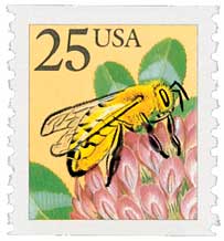 TEN 25c Honey Bee Stamps .. Vintage Unused US Postage Stamp .. Pollinators  | Wild Honey | Beeswax | Sweet Treat | Natures Candy | Pack of 10