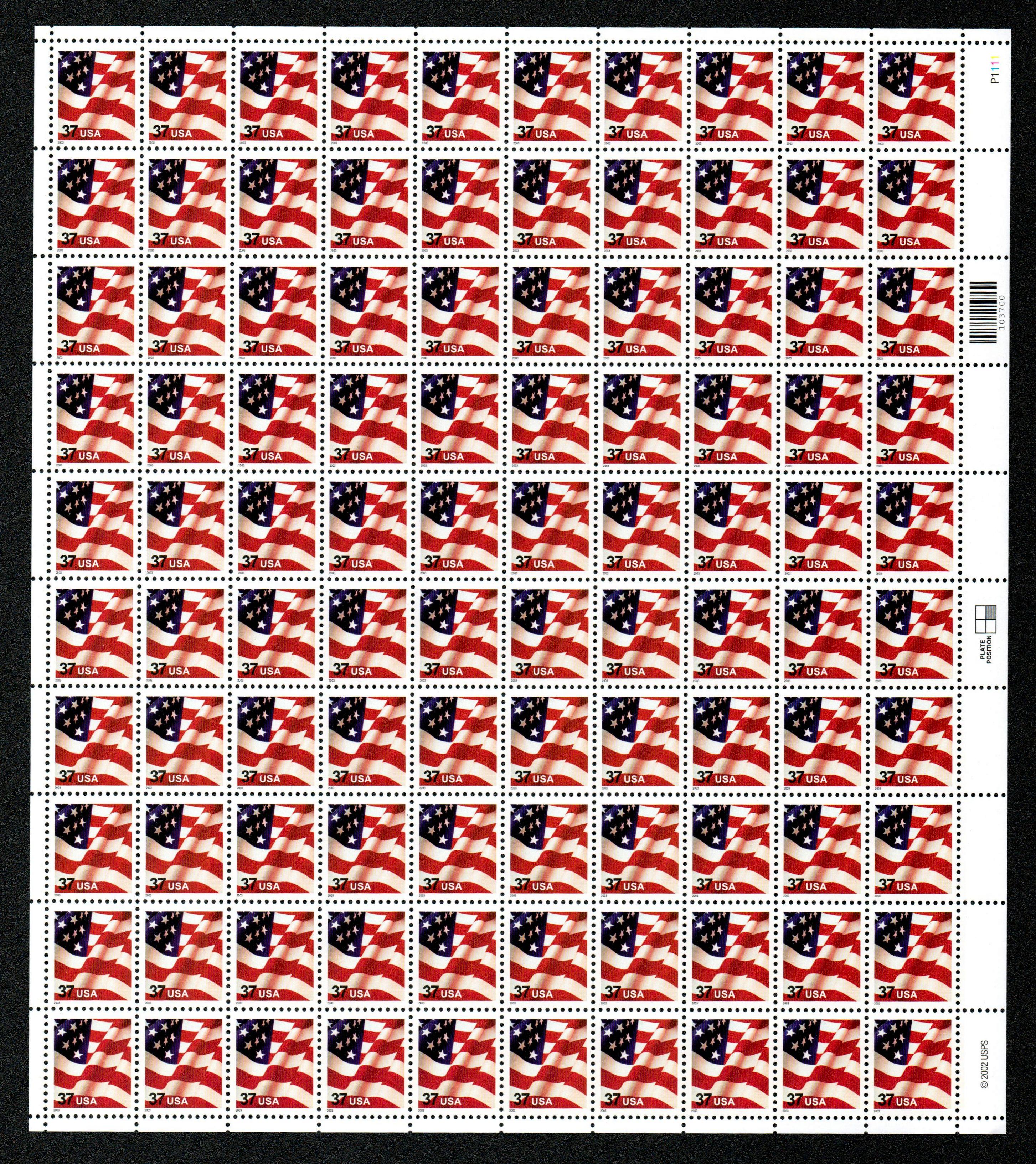 4129 41c Flag WA sheet stamp F-VF Mint NH (4129nh) Golden Valley