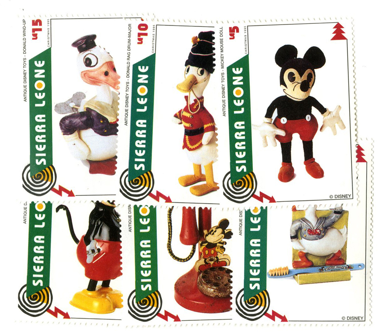 MDS180 - 1995 Disney's Antique Toys, Mint, Set of 6 Stamps, Sierra