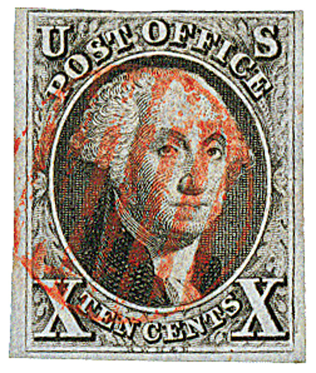 2 - 1847 10c Washington, black, imperforate - Mystic Stamp Company