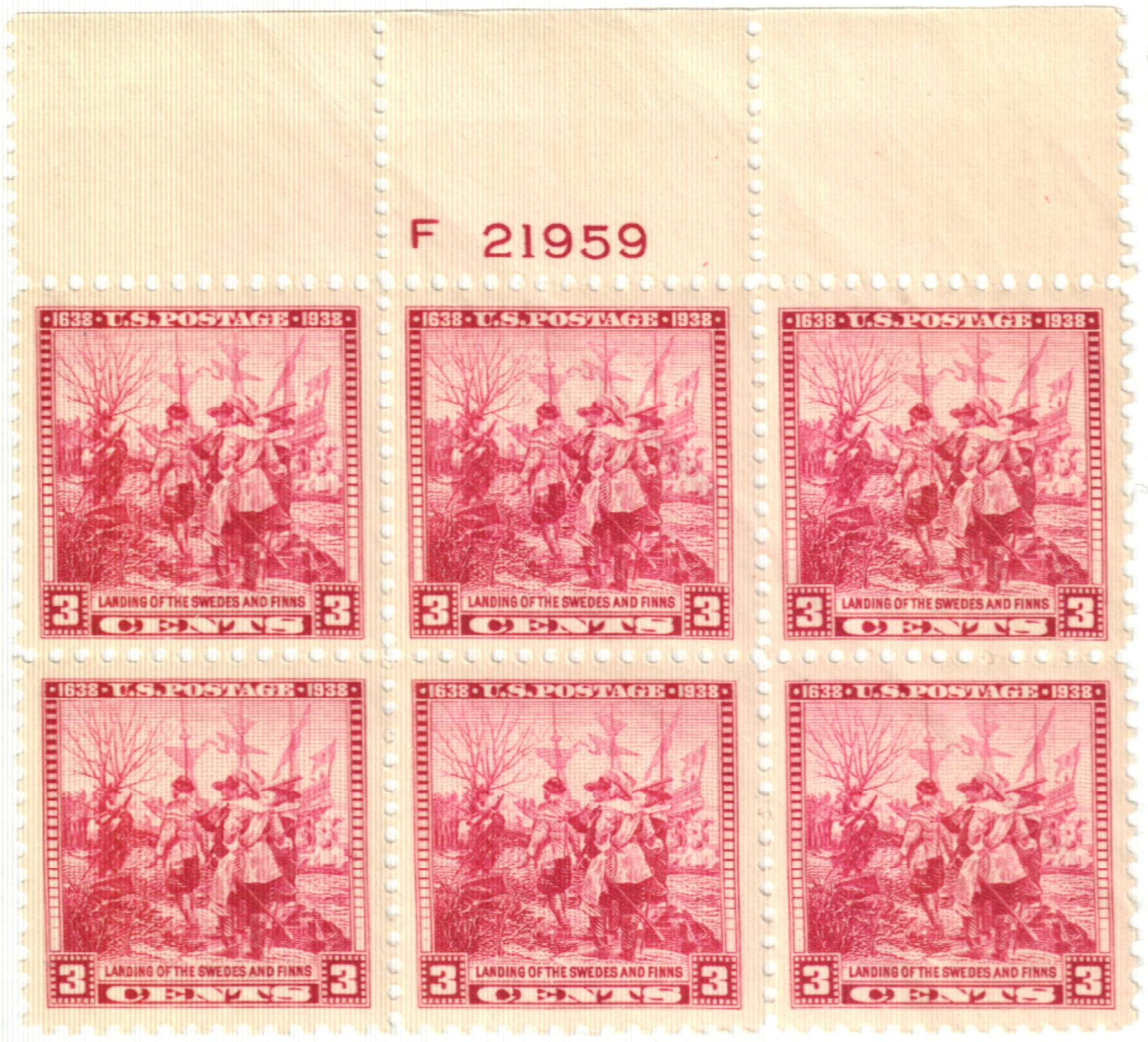 836 - 1938 3c Landing of the Swedes and Finns - Mystic Stamp Company