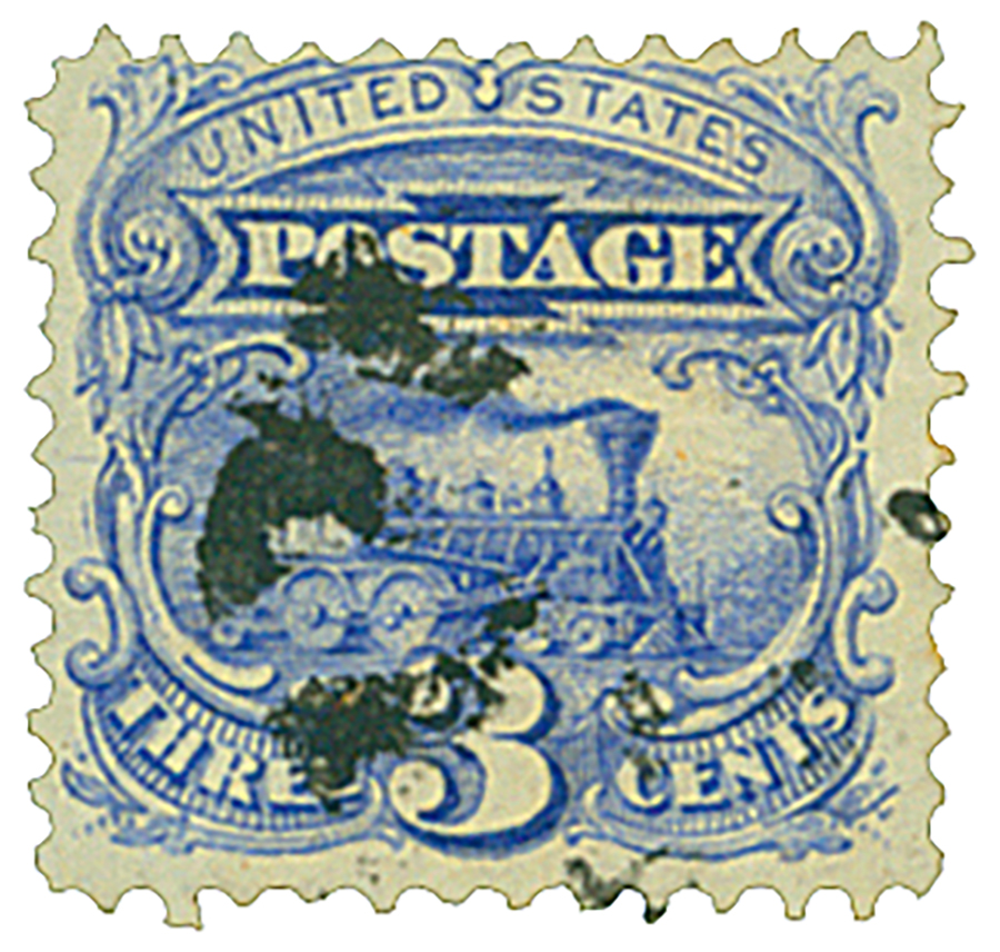 114 - 1869 3c Locomotive, ultramarine - Mystic Stamp Company