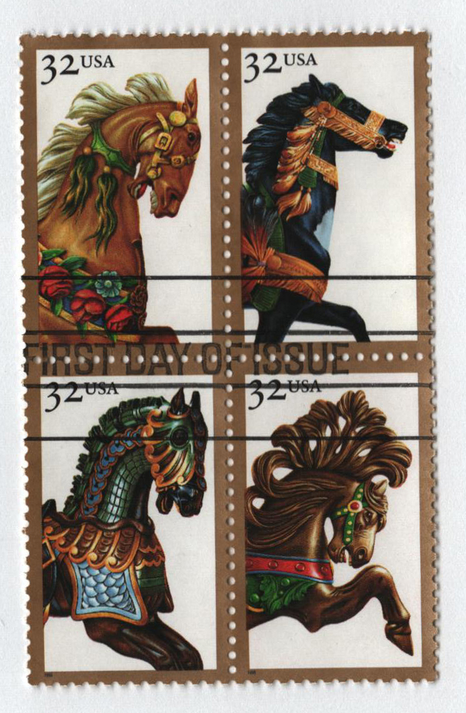 2976-79 - 1995 32c Carousel Horses - Mystic Stamp Company