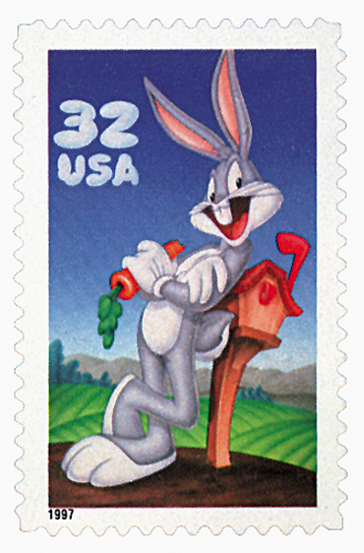 2 sheets of USPS stamps, One Bugs Bunny, One Sylvester and Tweety