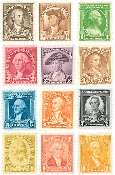 10 Red White and Blue Vintage Postage Stamps for Mailing