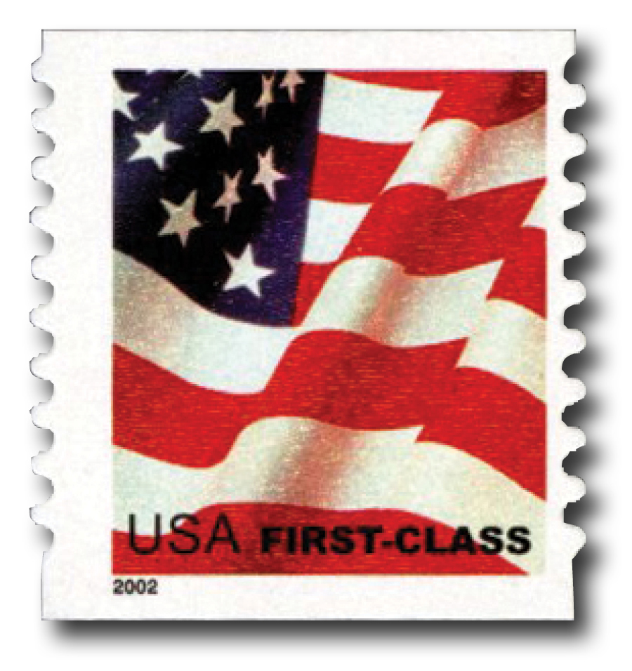 3622 2002 37c Flag, nondenominated coil stamp Mystic Stamp Company