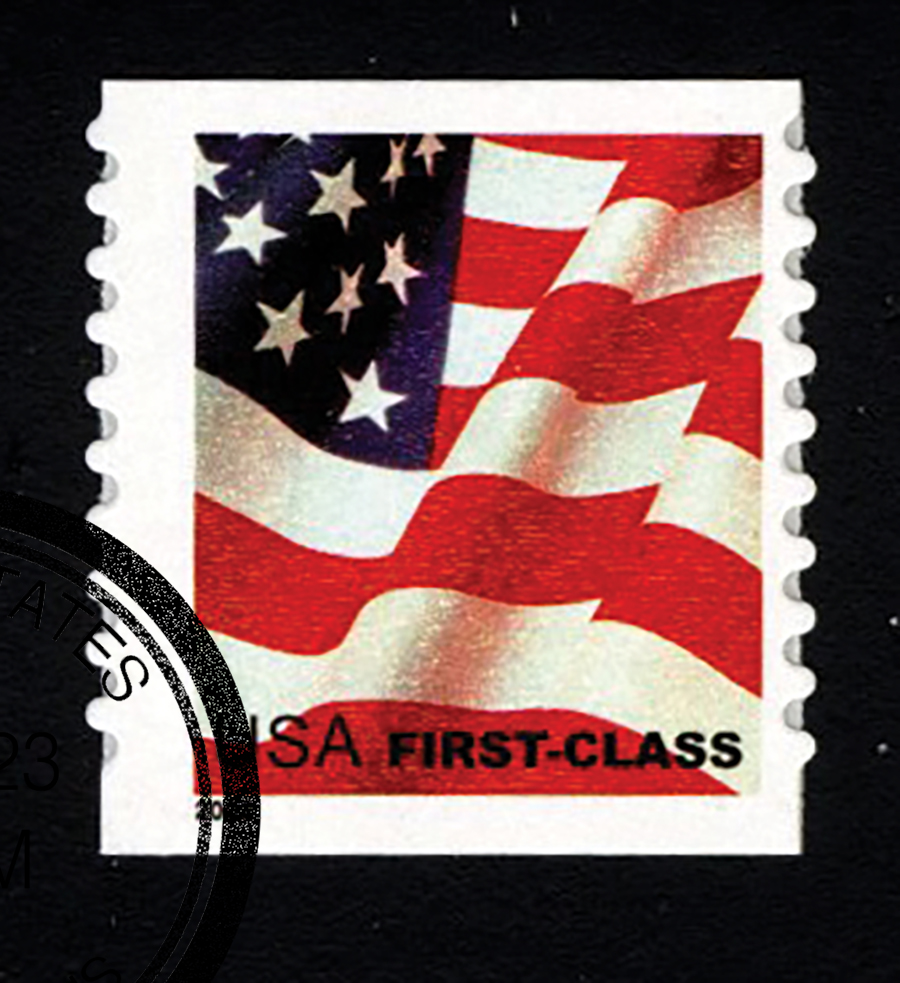 3622 2002 37c Flag, nondenominated coil stamp Mystic Stamp Company