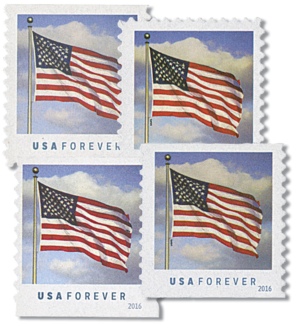 5054 - 2016 First-Class Forever Stamp - U.S. Flag (Sennett Security  Products, booklet) - Mystic Stamp Company
