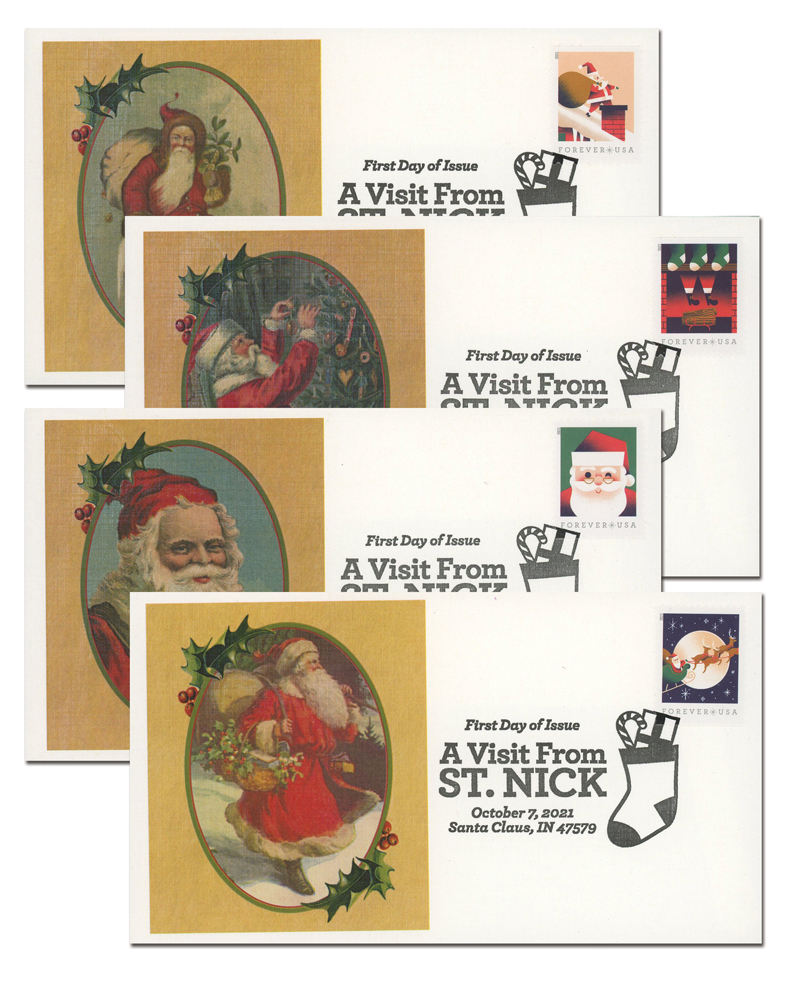 5644 - 2021 First-Class Forever Stamps - Christmas: Santa Claus on Roof -  Mystic Stamp Company