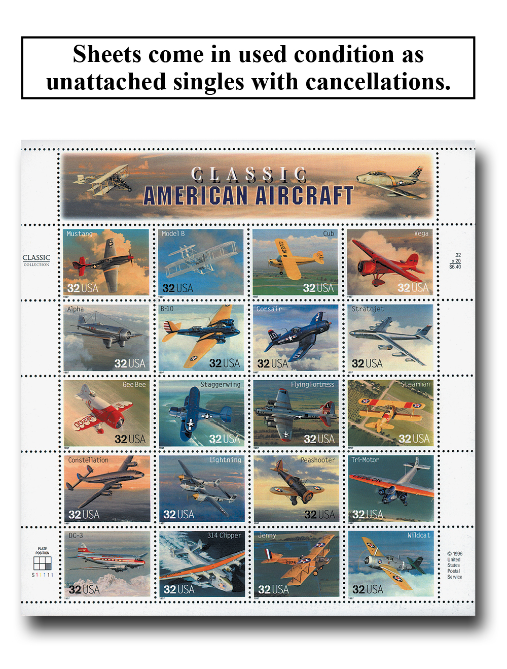 3142 - 1997 32c Classic American Aircraft - Mystic Stamp Company
