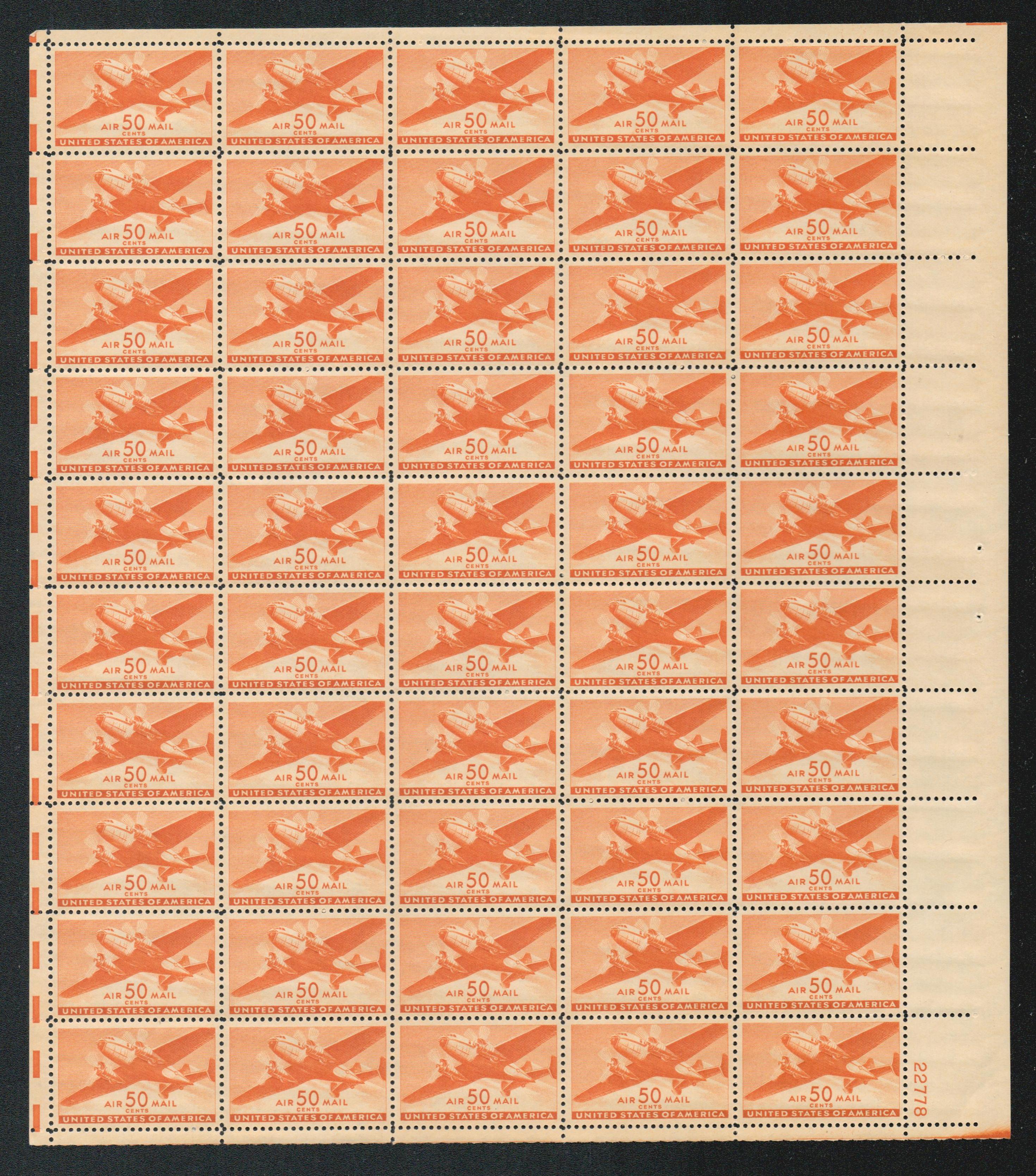 Travelstamps: 1941-44 US STAMPS SCOTT #C25-C31 + C25a + C33 + C35 + C41 MNH