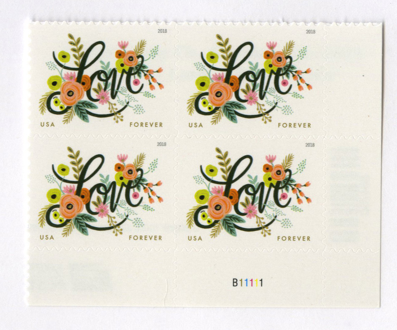 5255 - 2018 First-Class Forever Stamp - Love Flourishes - Mystic Stamp  Company