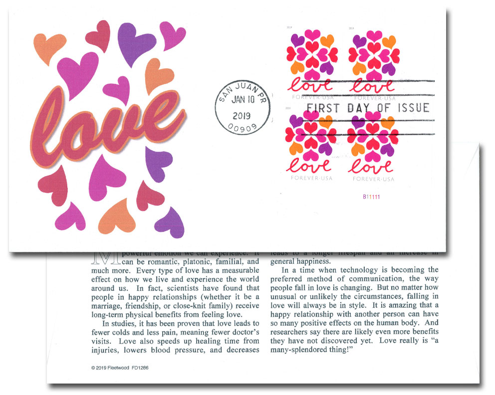 USPS Hearts Blossom Love Forever Stamps - Wedding Celebration Graduation (1 Sheet of 20 Stamps) 2019