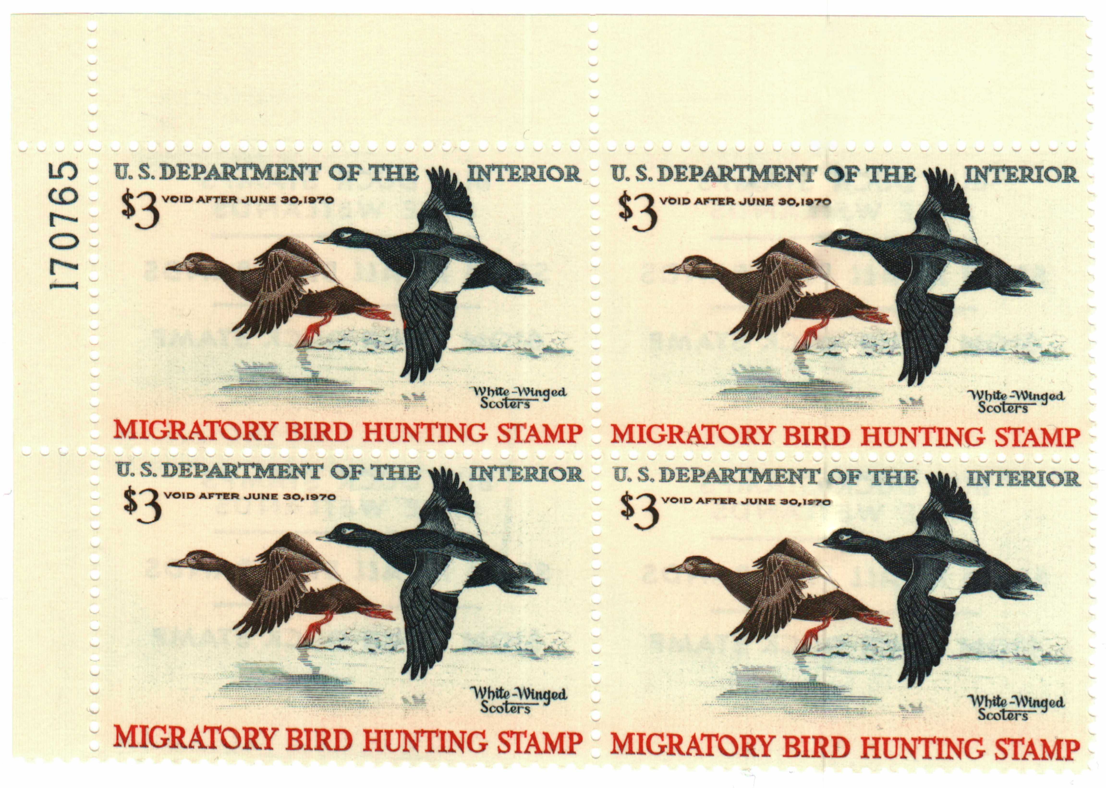 RW36 - 1969 $3.00 Federal Duck Stamp - White-Winged Scoters - Mystic Stamp  Company