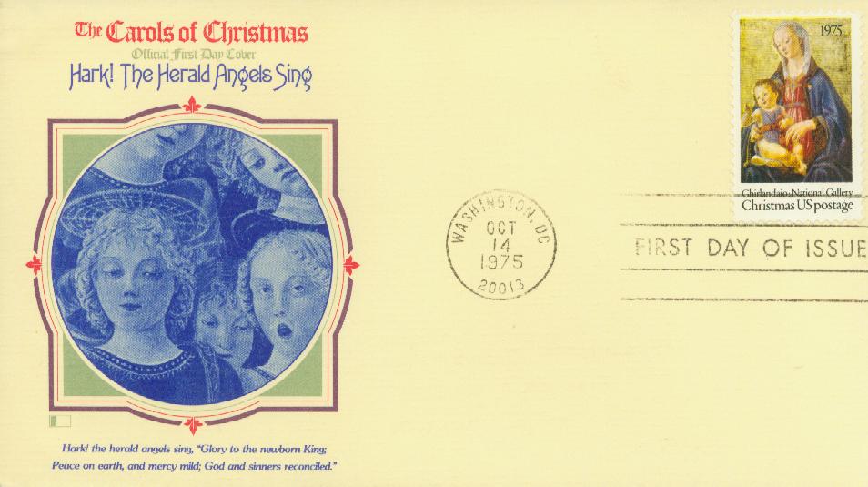 These 1975 Christmas stamps don't indicate the price per stamp, as