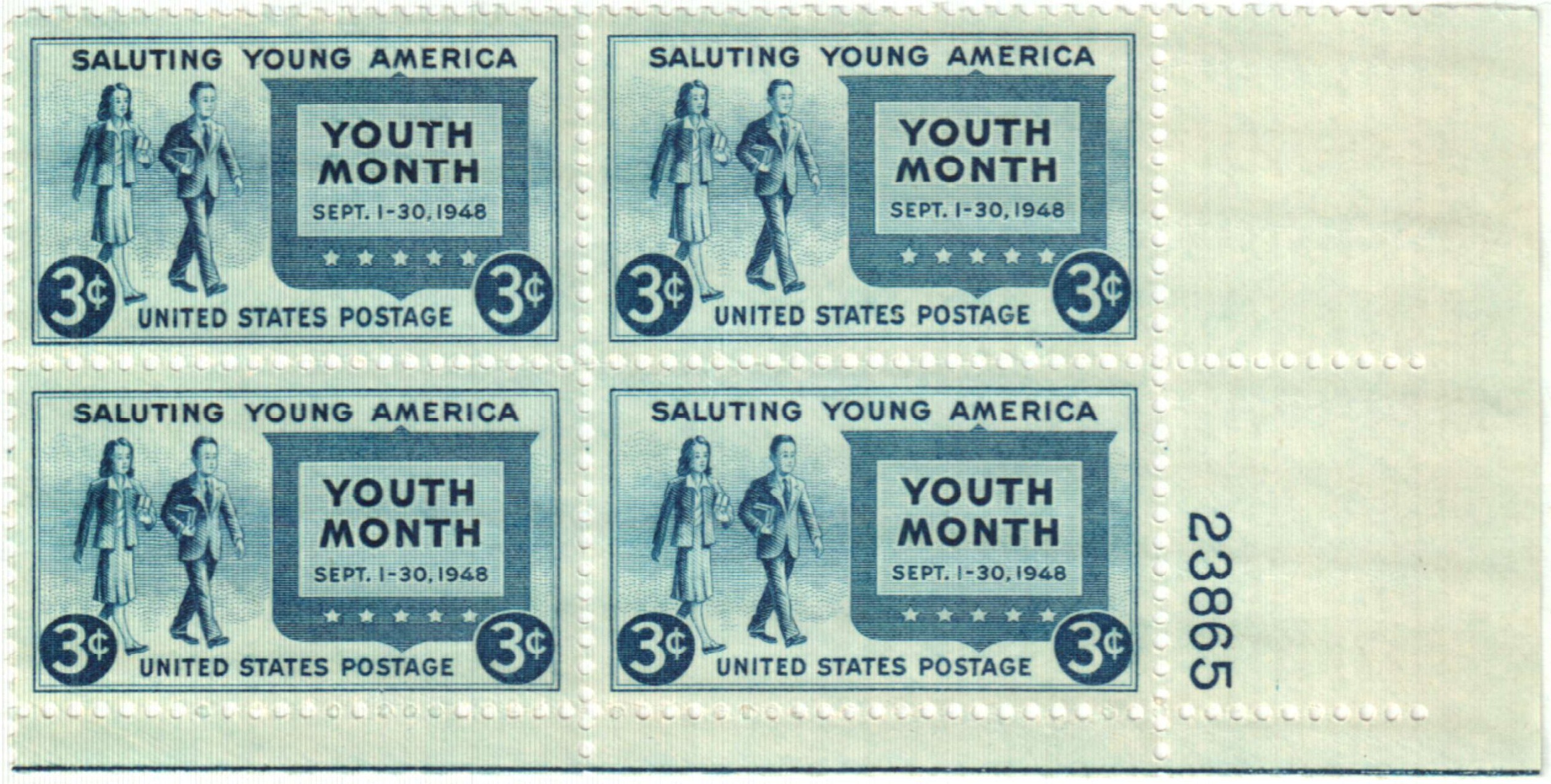 963 - 1948 3c Saluting Young America - Mystic Stamp Company