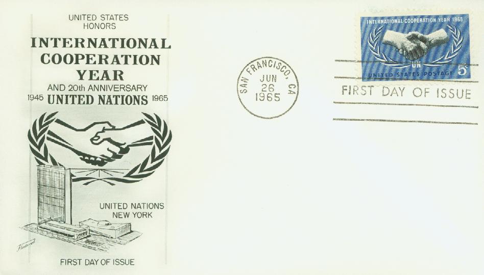 1266 - 1965 5c International Cooperation Year - Mystic Stamp Company