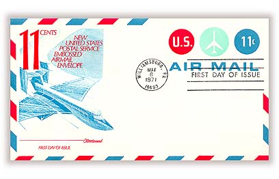 UC43 - 1971 11c Air Post Envelope - Jet Plane - Mystic Stamp Company