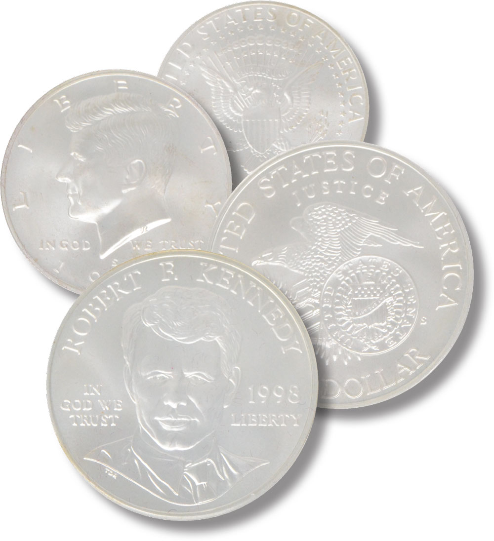 M12124 1998 Robert F. Kennedy Silver Dollar, Uncirculated & JFK