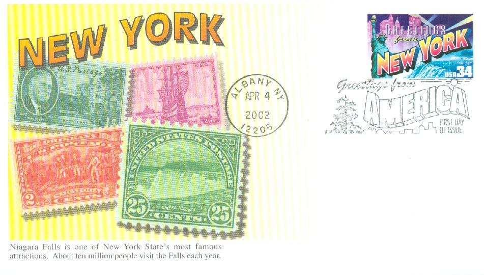 3592 - 2002 34c Greetings From America: New York - Mystic Stamp