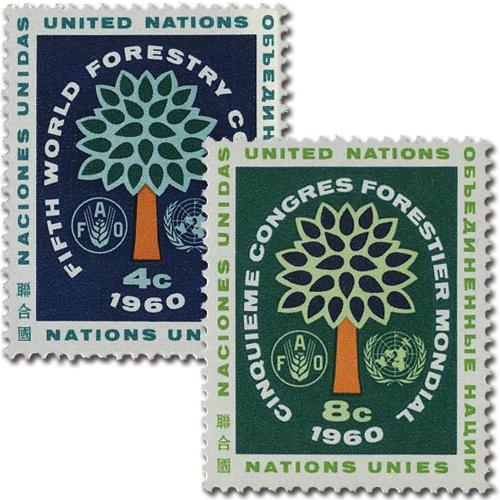 World Forestry Congress Postage Stamps | 10 Unused Vintage Postage Stamps |  4 Cents | 1960