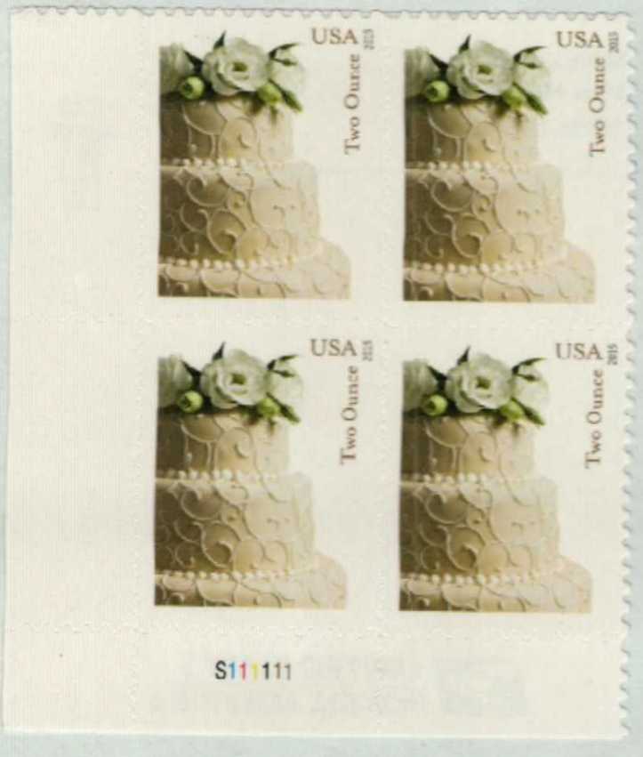 FIVE (5) Two Ounce Wedding Cake stamps