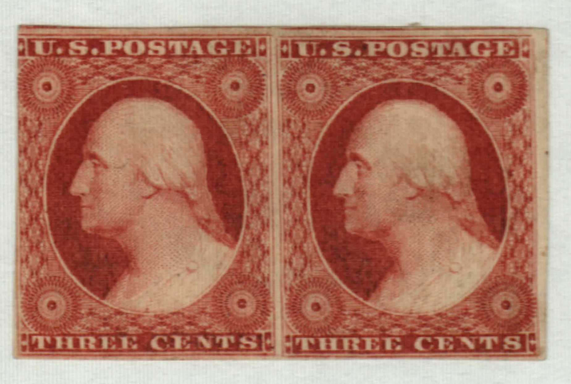 10A - 1851-57 3c Washington, orange-brown, imperforate, type II - Mystic  Stamp Company