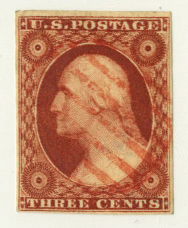 10A - 1851-57 3c Washington, orange-brown, imperforate, type II - Mystic  Stamp Company