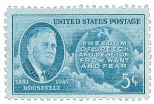 933 - 1946 5c Roosevelt and Four Freedoms - Mystic Stamp Company