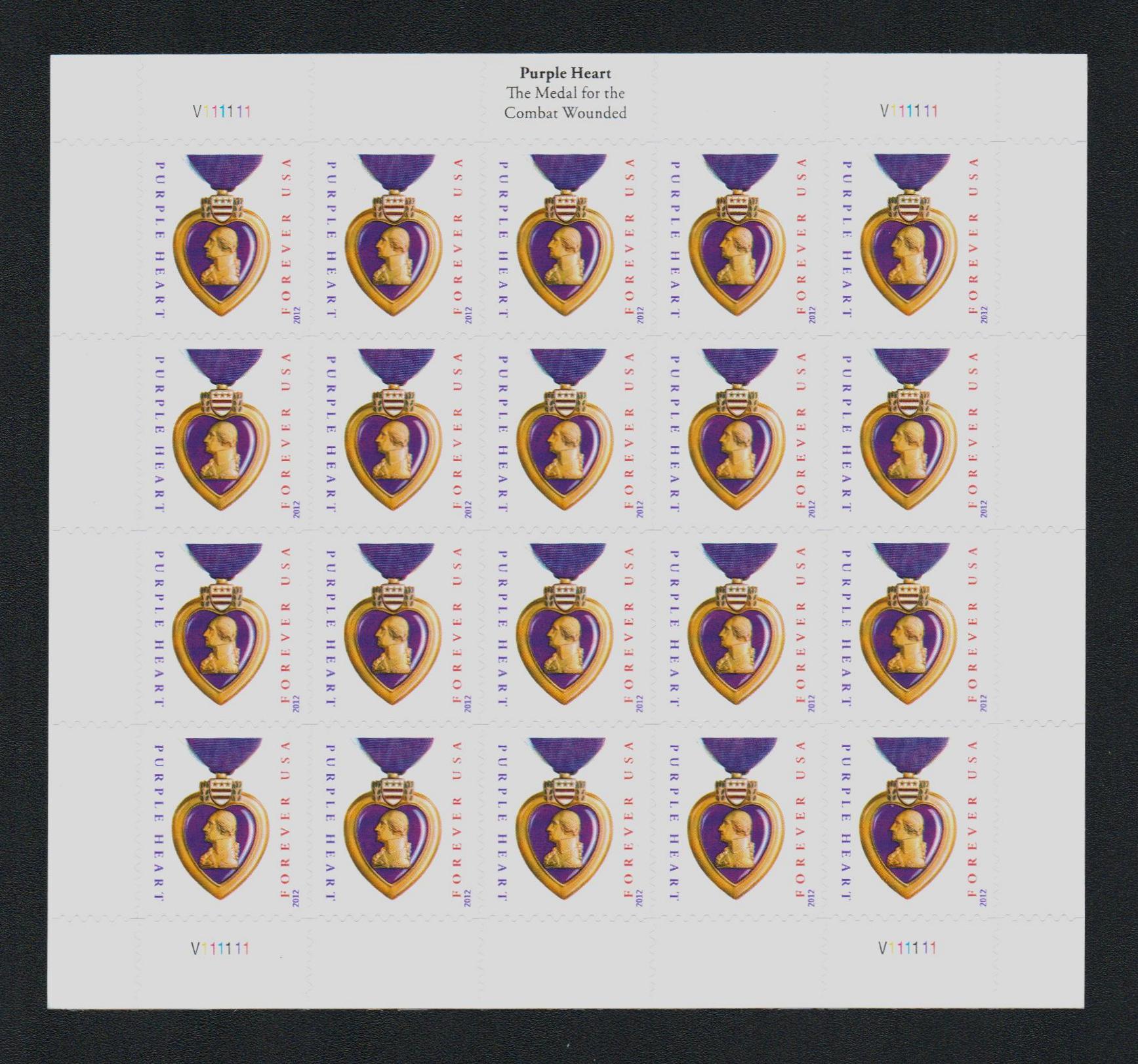 4704 - 2012 First-Class Forever Stamp - Purple Heart - Mystic