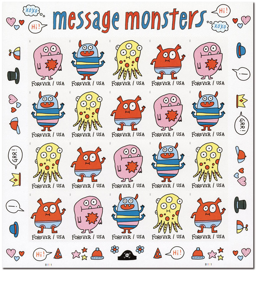 5636-39 - 2021 First-Class Forever Stamps - Message Monsters - Mystic Stamp  Company