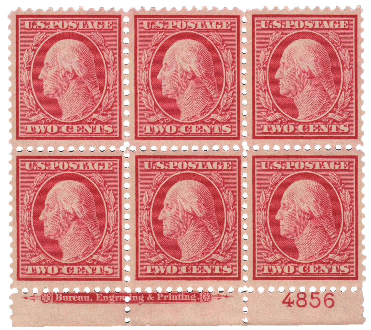 US Postal Stamps Block Of Four Red 2 Cent Edison Unused Unhinged Mint
