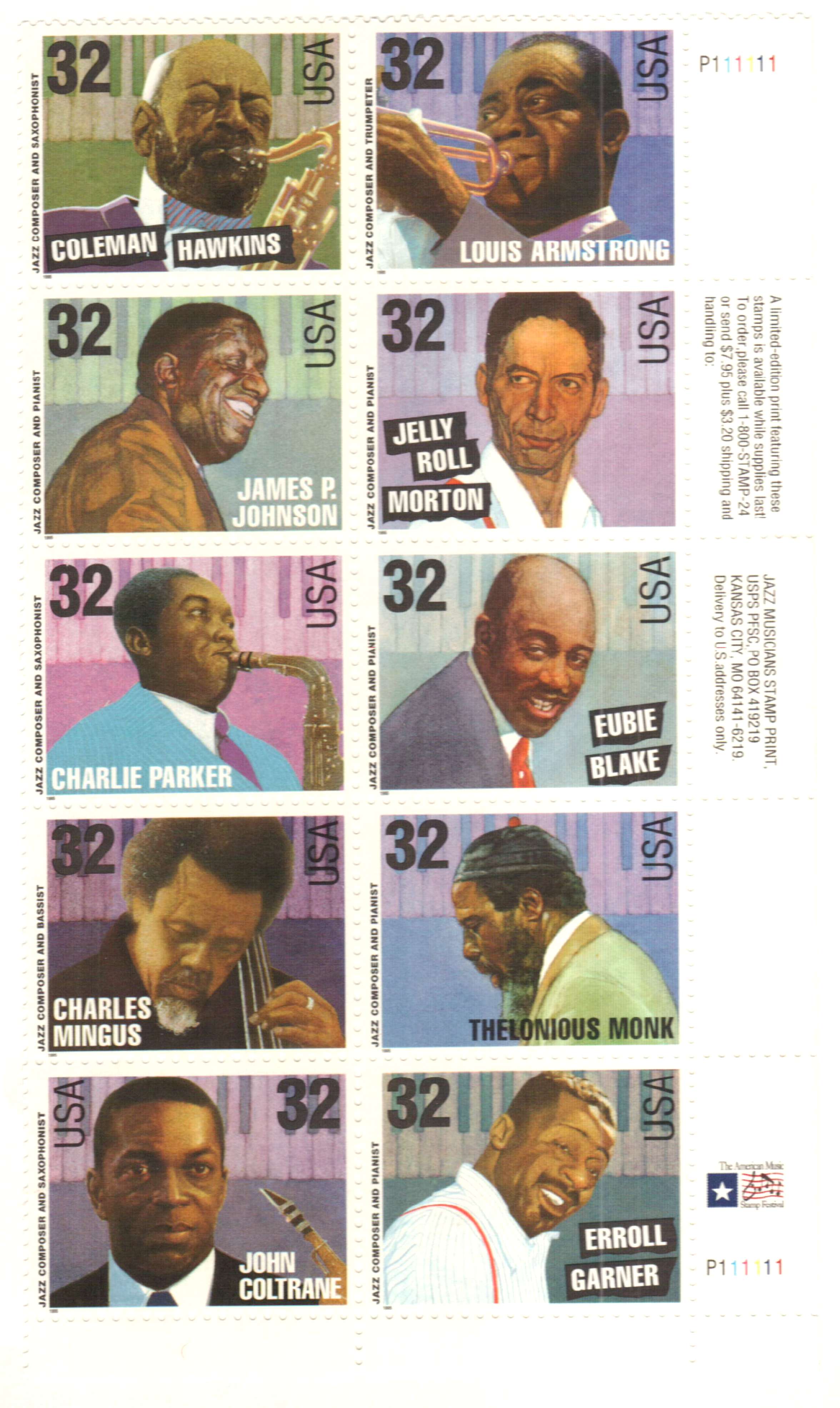 Five 55c Jazz (Forever ) Stamps .. Unused US Postage Stamps