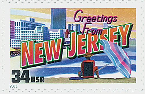 3590 - 2002 34c Greetings From America: New Jersey - Mystic Stamp