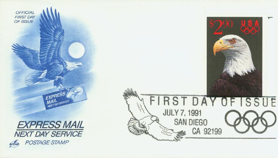 2542 - 1991 $14.00 Eagle, International Express Mail - Mystic Stamp Company