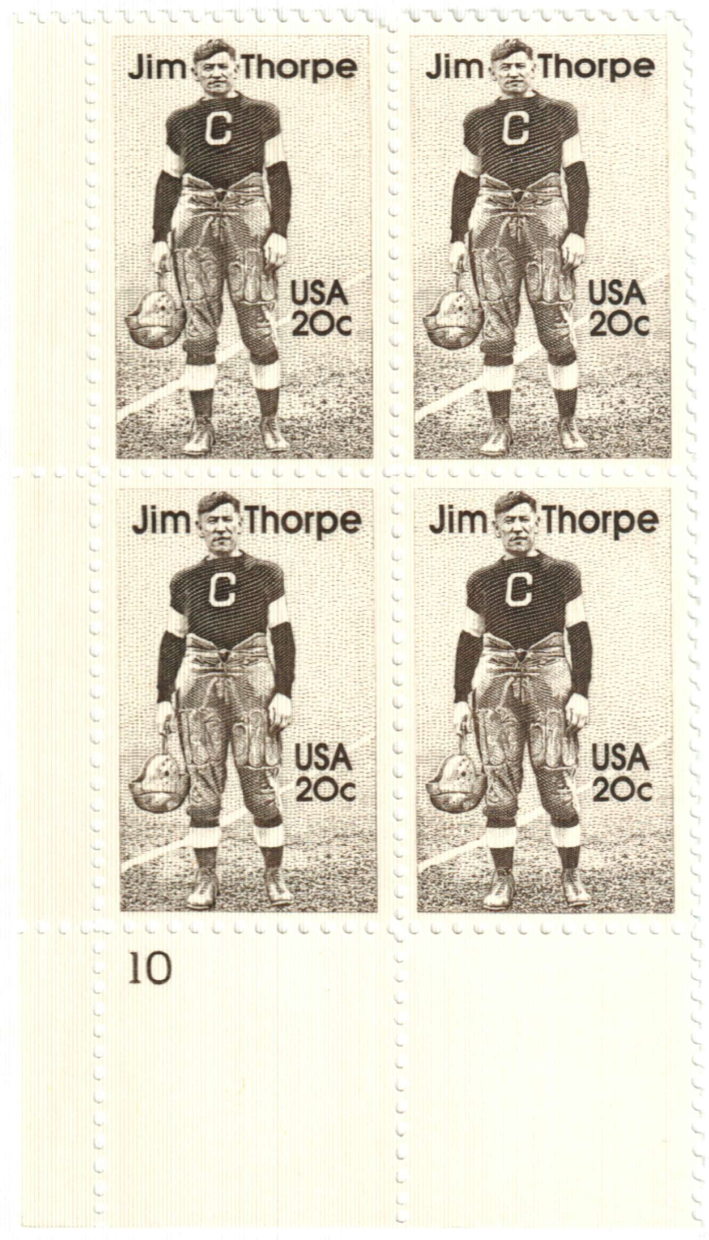 10 Vintage Football Postage Stamps Unused Jim Thorpe Football Player 20  Cent Stamps for Mailing