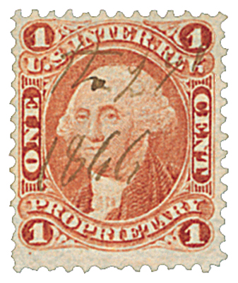 R3 - 1862-71 1c red, proprietary, old paper - Mystic Stamp Company