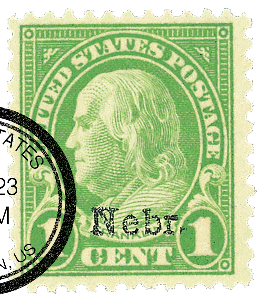 669 - 1929 1c Franklin, green, Kansas-Nebraska overprints