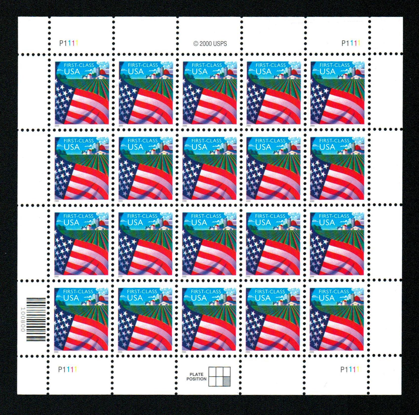 Pair 34c Flag (UWS) SA US 3550A Spaces MNH F-VF | United States, General  Issue Stamp