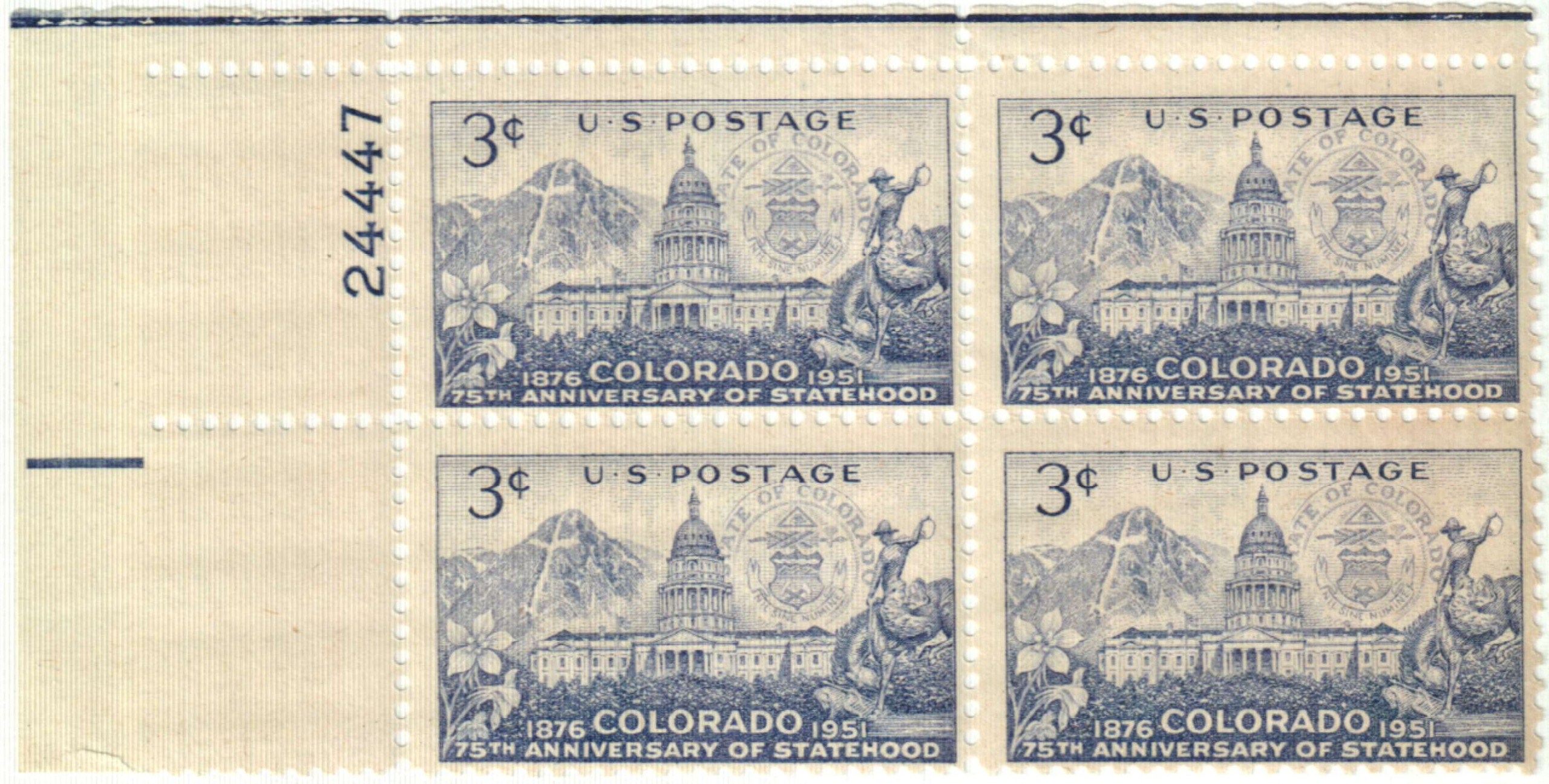 Colorado Statehood Stamps | 10 Unused Vintage Postage Stamps | 3 Cents |  1951