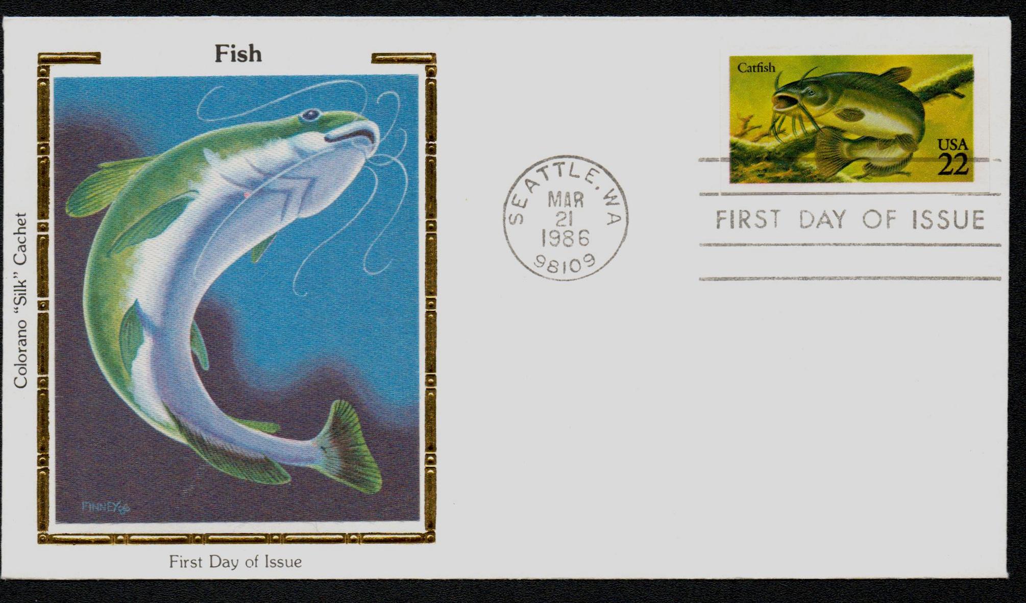 2209 - 1986 22c Fish: Catfish - Mystic Stamp Company