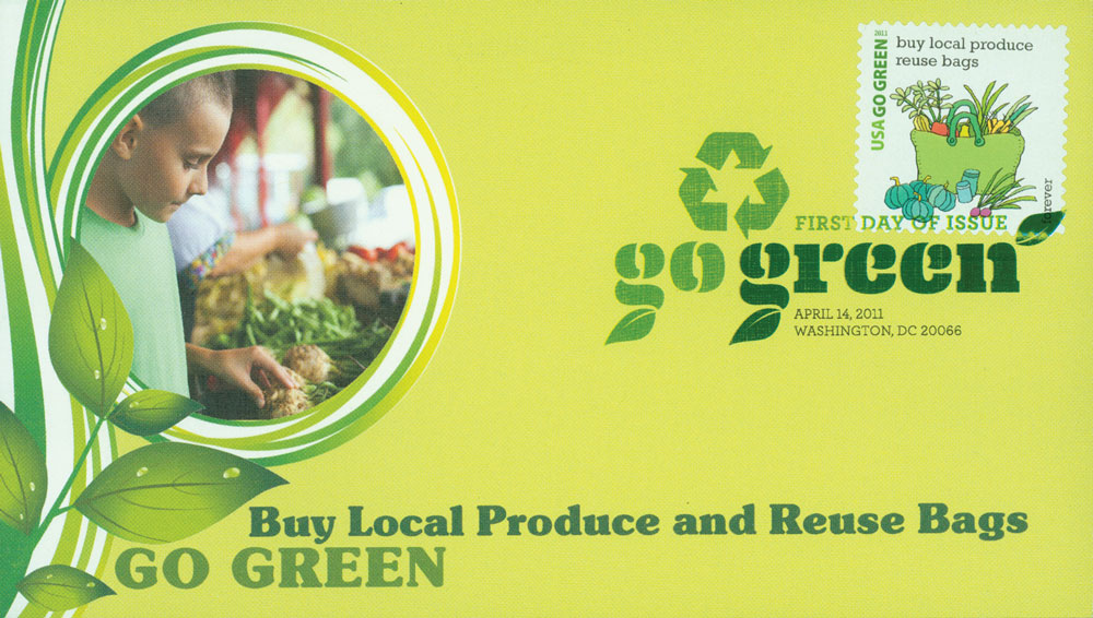 4524a 2011 FirstClass Forever Stamp Go Green Buy Local Produce